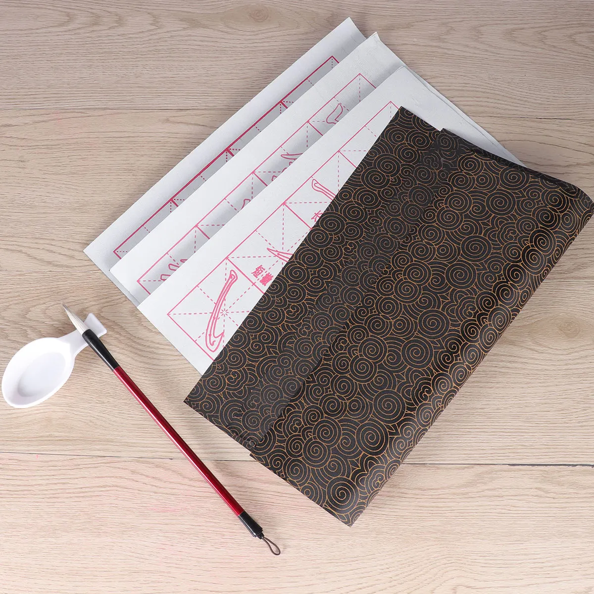 

6pcs Set Water Writing Cloth For Chinese Calligraphy Practicing Painting Gridded Fabric Mat Four Treasures Exercises Art