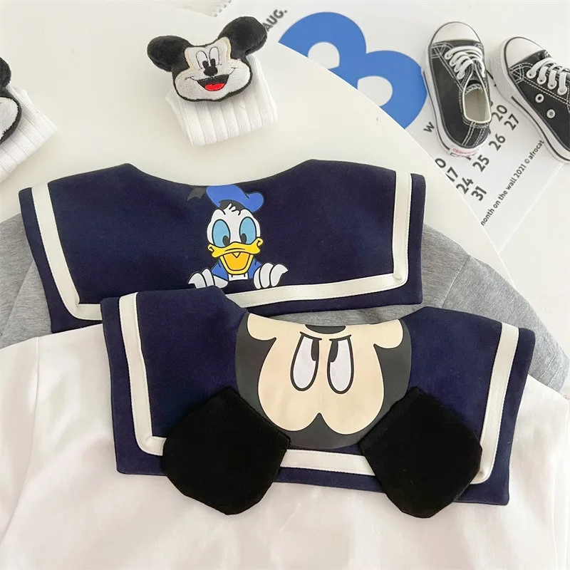 Disney Mickey Mouse/Donald Duck Rompers Cartoon Triangle Summer Soft Cotton Photo Suit Clothing Bodysuits Newborn Clothes K6622