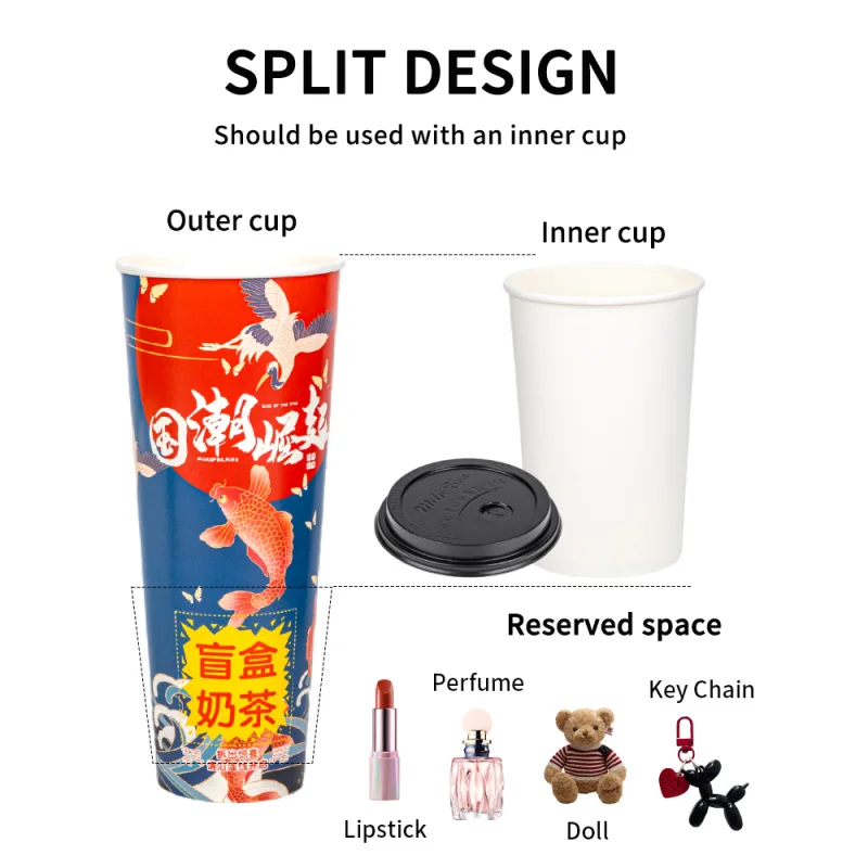 custom.LOKYO Custom Printed Take Away Disposable Surprise Mystery Large Paper Coffee Milk Tea Cup