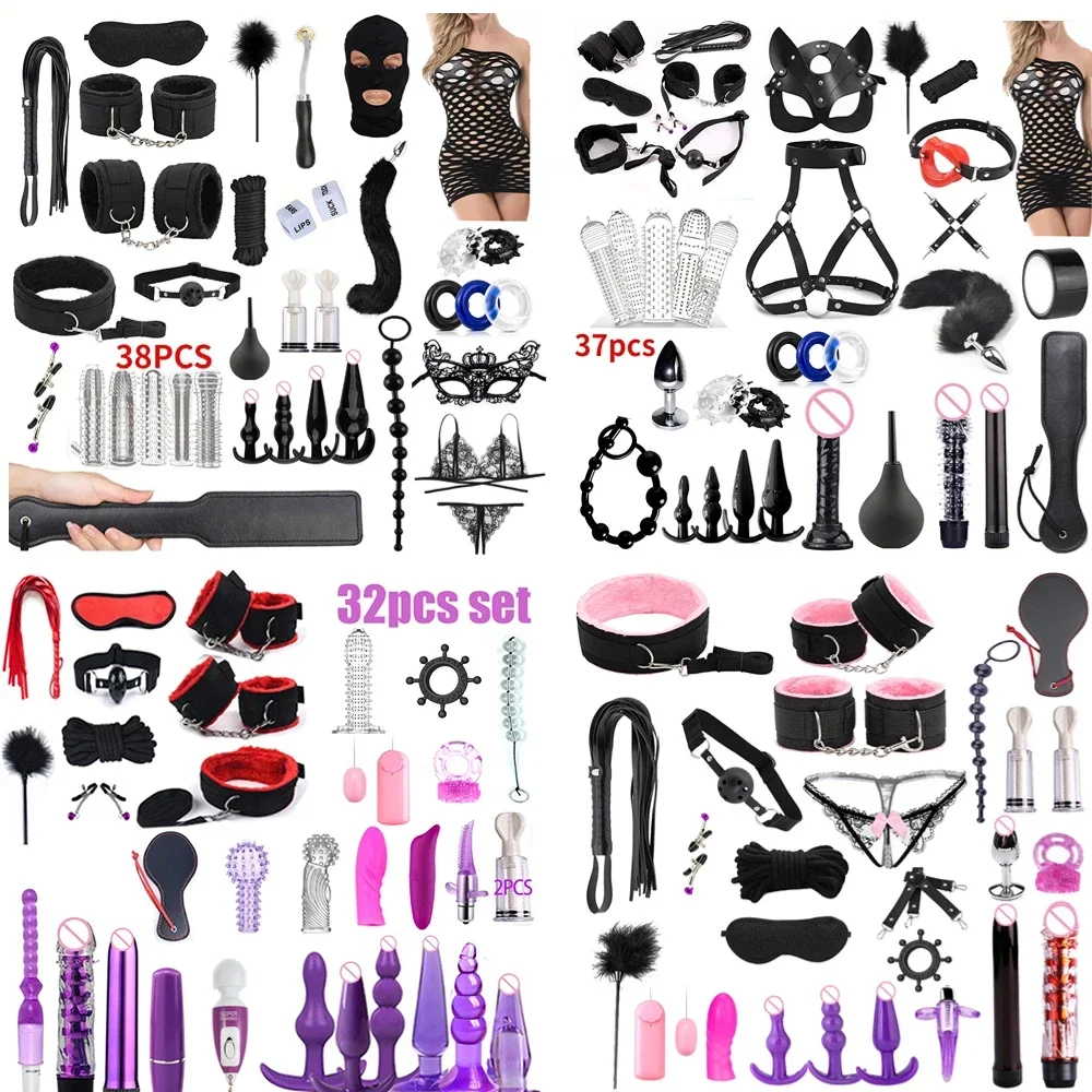 BDSM لعبة الجنس هزاز الأسود الذئب هزاز أصفاد سوط كبير الفم الكرة الأسنان الحلمة كماشة المكونات الشرج الذيل زوجين لعبة الجنس