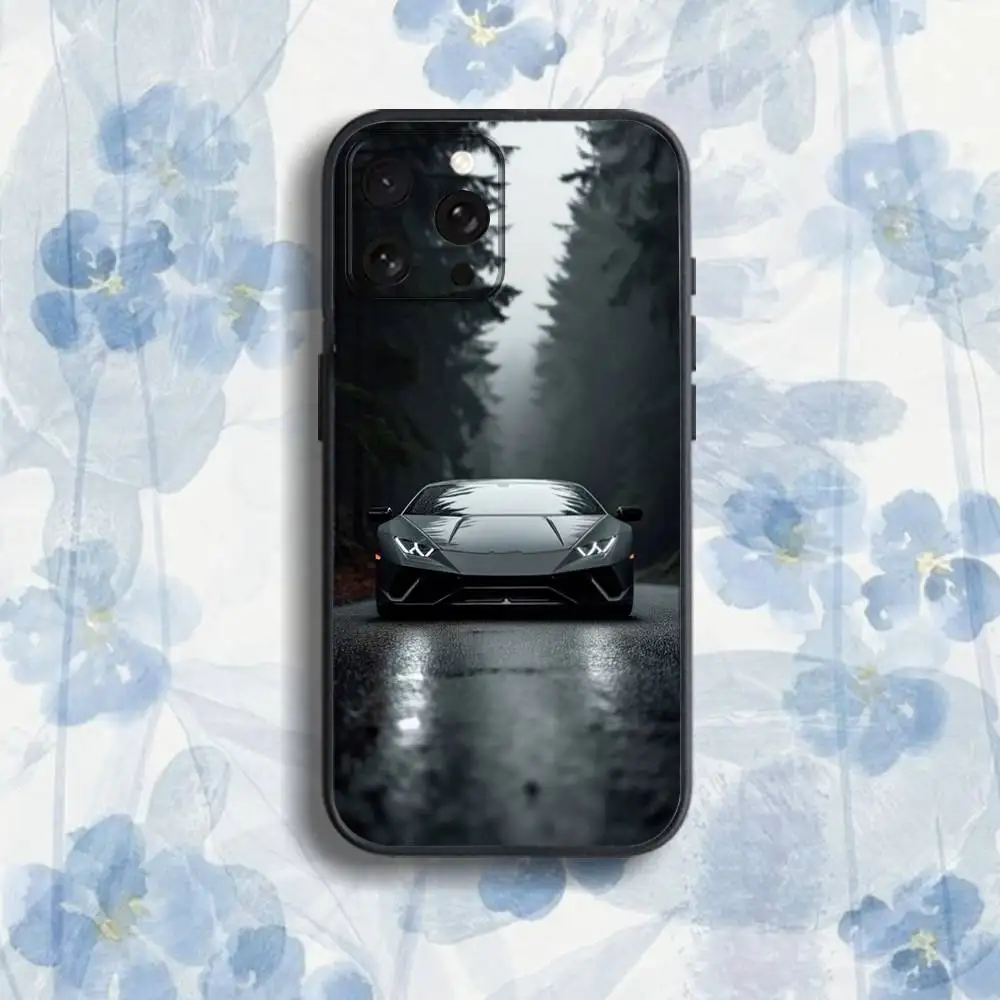 車 A-Lambor-ghinisES スマホケース iPhone 17、16、15、14、13、12、Pro、Max、Plus、E、SE4、Air、Mini対応 ブラック ソフトケース