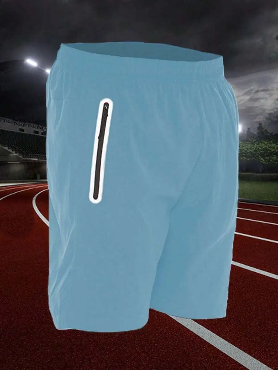 

Mens Athletic Running Shorts With Reflective Zipper Pocket Mesh Lining For Sports Gym Fitness