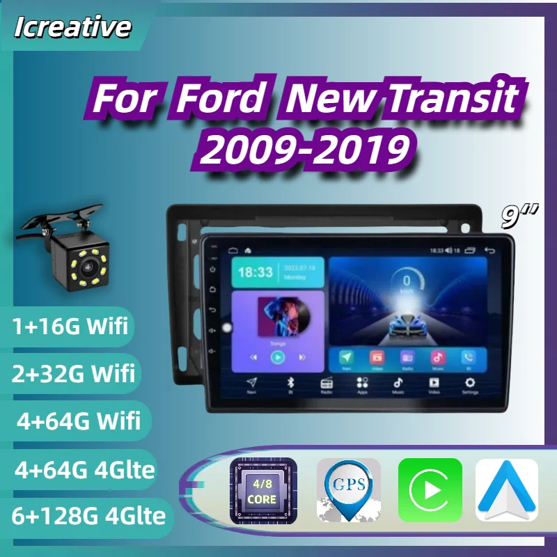 Android Autoradio für Ford New Transit 2013-2017 Wireless Carplay Multimedia Player 9 ''Bildschirm 2din Stereo Autoradio Navigation