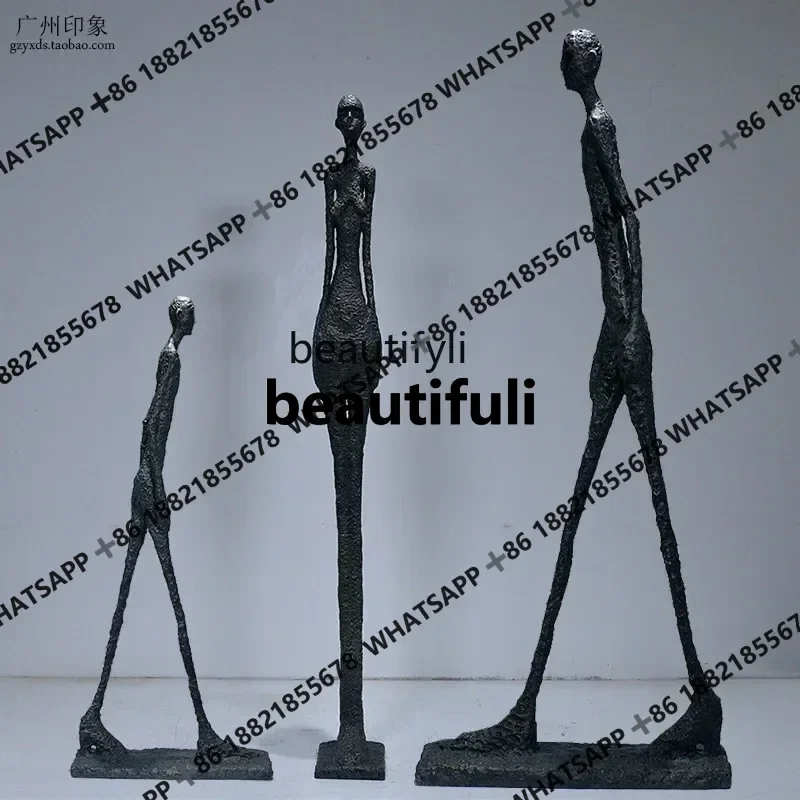 xxxzHotel Clubhouse Floor Figure Sculpture Similar to Giacometti Walking Man Public Space Soft Decoration Art
