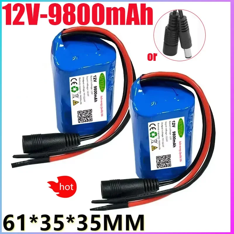 12V Battery 3S1P 12.6V 9800mAh 18650 Lithium-ion Battery Pack with BMS for Backup Power Supply CCTV Cameras+12V Charher