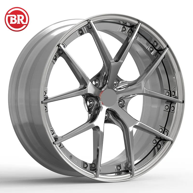 

BORUI Custom Luxury 18 20 22 Inch Forged Car Wheels Two-Piece Exquisite Black Gold Silver 5x114.3 5x120 5x130 Rim Alloy Material