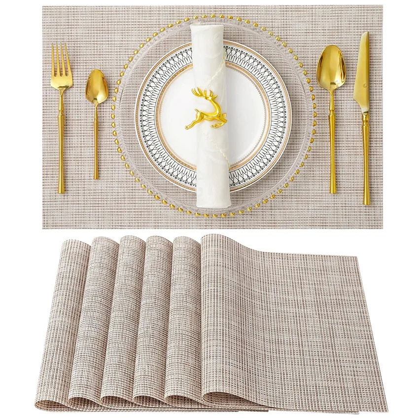 4/6/8pcs Bamboo Weaving Placemats Table Mat Kitchen Waterproof Pads Cup Coasters for Coffee Dining Table Napkins Home Decoration