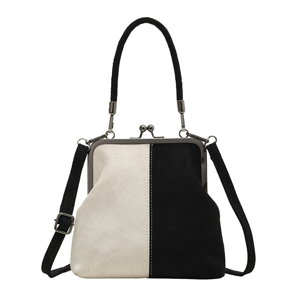 

Women Retro Flannel Handbag Large Capacity Vintage Sling Bag Leisure Clamp Handbag Travel Shopping Work Shoulder Bag