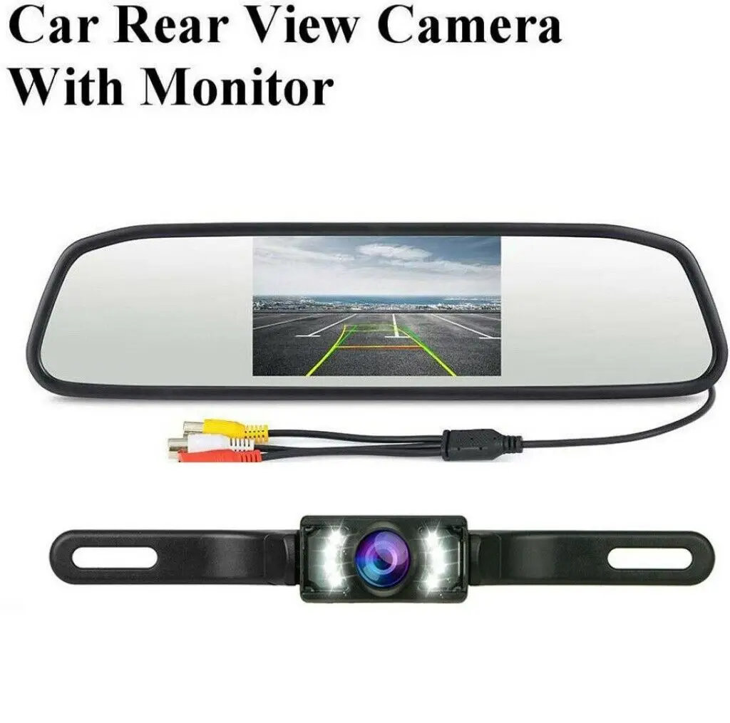 Waterproof Wireless Car Backup Camera Rear View System Night Vision with 4.3 Rearview Mirror Display Car Rear View Kit