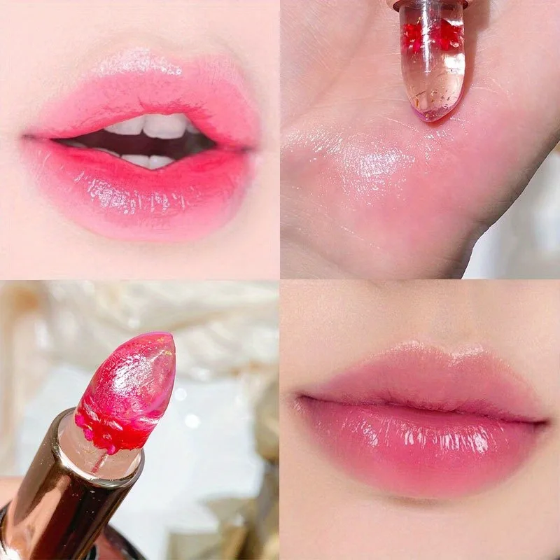 Flowers Temperature Color Changing Lipstick Waterproof Lasting Moisturizing Jelly Easy Coloring Lip Balm Lips Care Makeup