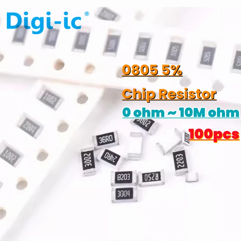 Resistor SMD, 0805 5%, 0R 10M, 1 ohm de 8W, 10R 1K 1M, 100R 10K 1206 100K 2K 1R 22R 20R 0.1R 300R 180R 20K 4,7 K 33R 2R, 0805 100