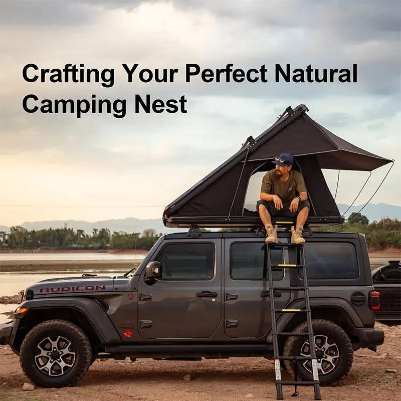 

For Naturnest Aluminum Pop Up Rooftop Tent For Camping with LED Light, Rooftop Tent Hard Shell Roof Tent For Truck Car Jeep SUV,