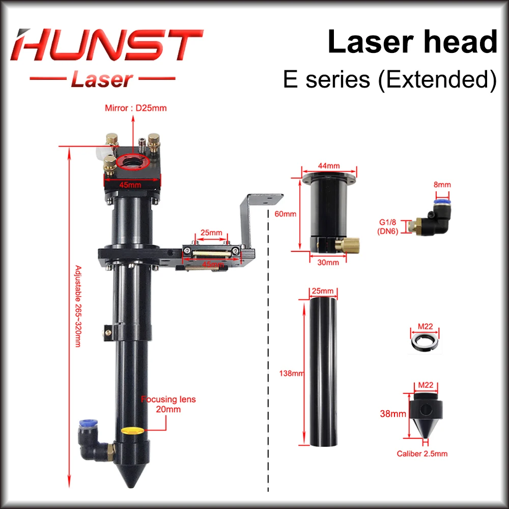 Imagem -02 - Espelho 25 mm da Lente D20 mm Fl50.8 & 63.5 da Série e da Cabeça do Laser do Co2 de Hunst Estendido para a Máquina de Corte da Gravura do Laser do Grande Formato.