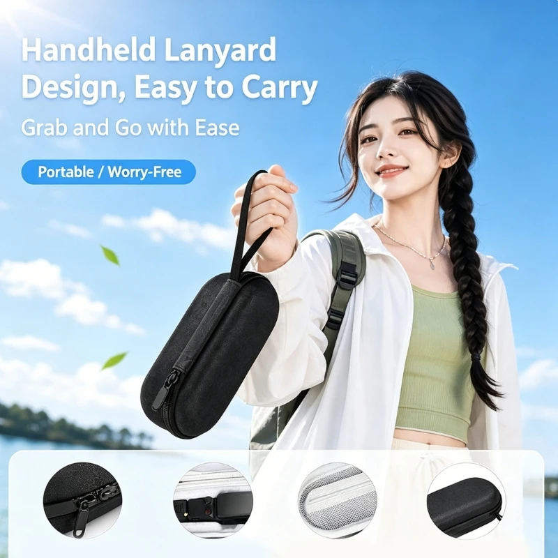Hard Shell Carrying Case for Pocket 4P Handheld Video Camera, Molded Interior Travel Storage with Lid Pocket, Full-Opening
