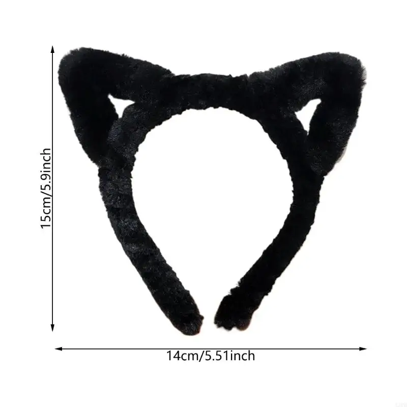 A3PB Adorkable Furry Hairband Kitten Ears Headbands Leopard Print Makeup Heappiece