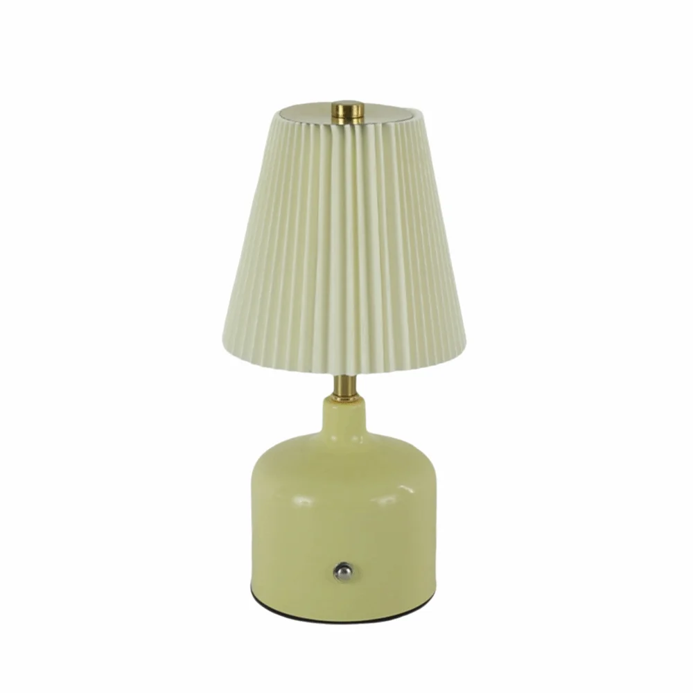 Pleated Design Desk Lamp Touch Control Ruffled Skirt Table Lamp Modern Minimalist Cream Color LED Desk Lamp Indoor