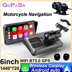 6 inch Navigation Motorcycle Waterproof Apple Carplay Display Screen Portable Motorcycle Wireless Android Auto Monitor