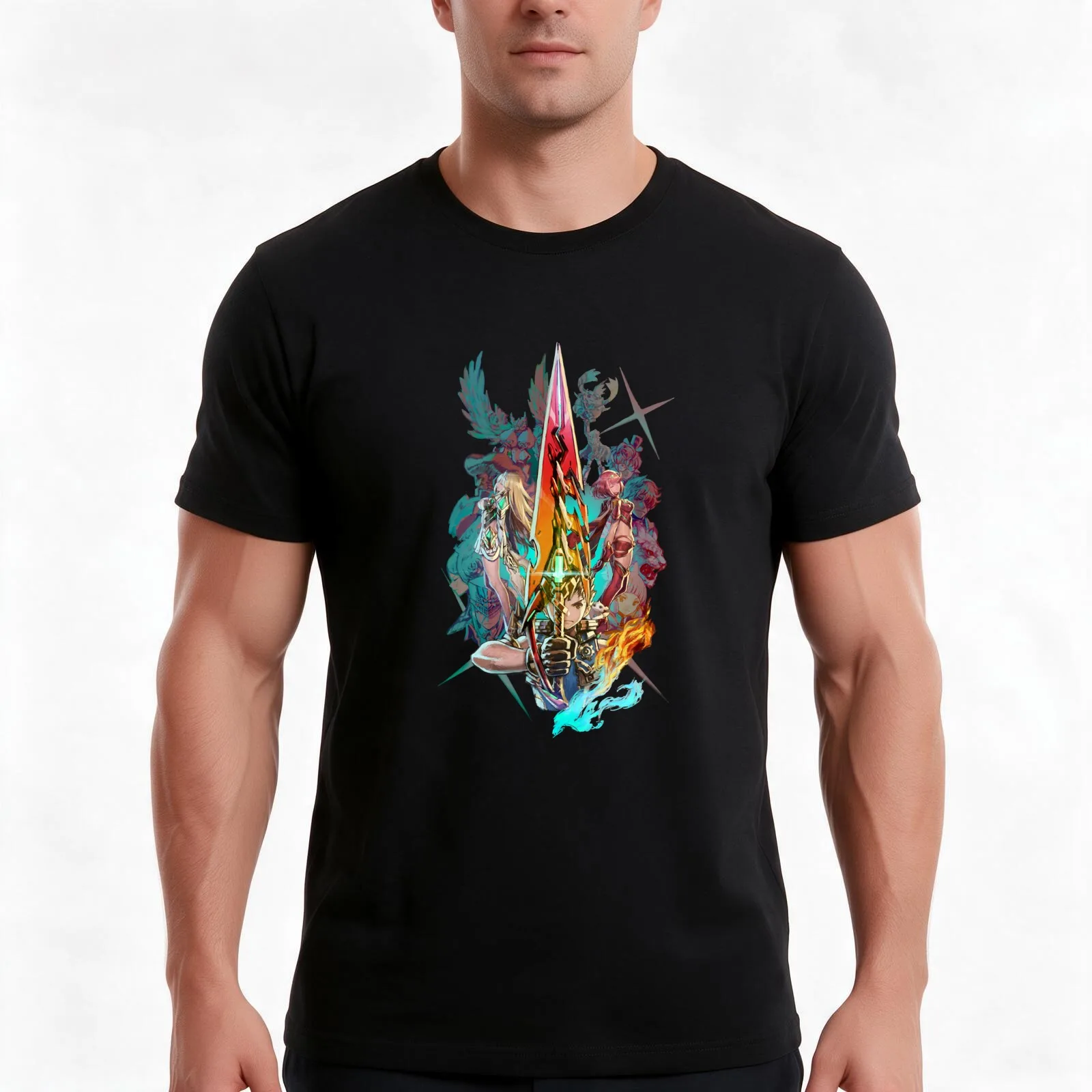 Rock Xenoblade Chronicles Teamfans Graphic For Fan T-Shirt, Summer Casual Cotton Tee, Oversized Streetwear Tops, 100% Cotton