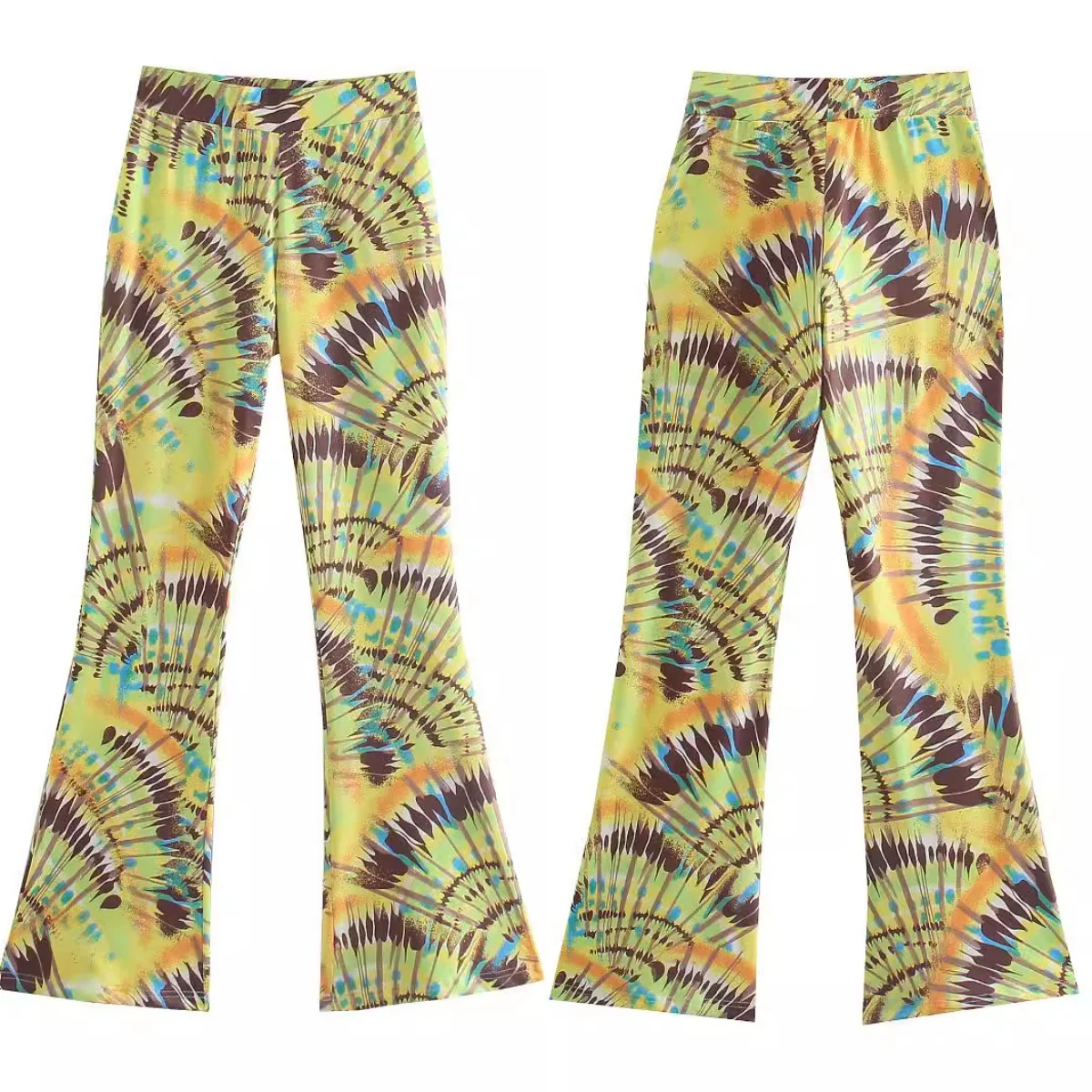 

2024 spring and summer new French temperament fashion casual versatile psychedelic colour flared trousers