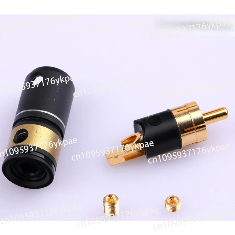 

T6S gold-plated RCA plug. Solder, wire hole 9mm 8mm black, red