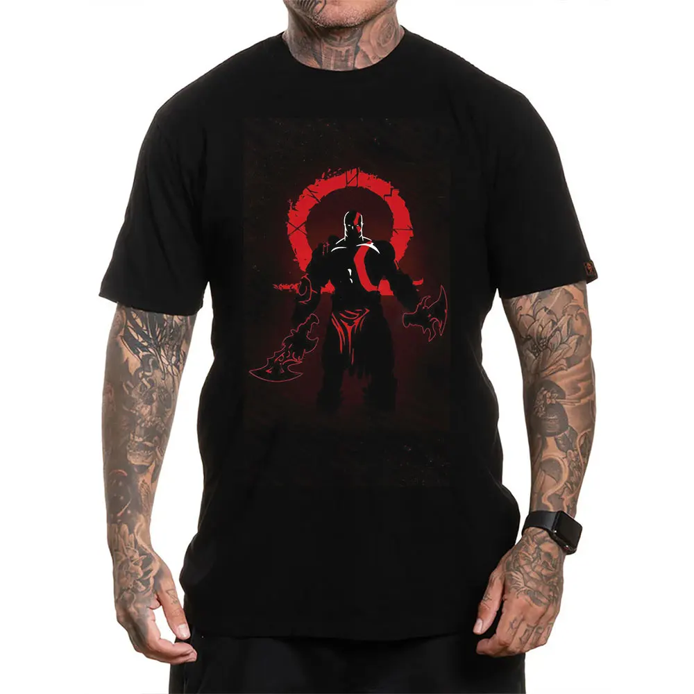 

Retro Kratos God of War Videogame print Gift T-Shirt Vintage Spartan warrior Graphic Clothes 0120 All size Tops Unisex Tee S-6XL
