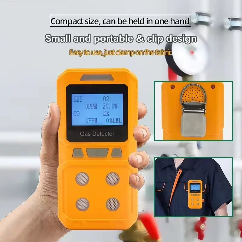 Portable High Precision 4 In 1 Toxic Hazardous Combustible Gas Detector O2 CO H2S Ex Handheld Rechargeable Multi Gas Analyzer