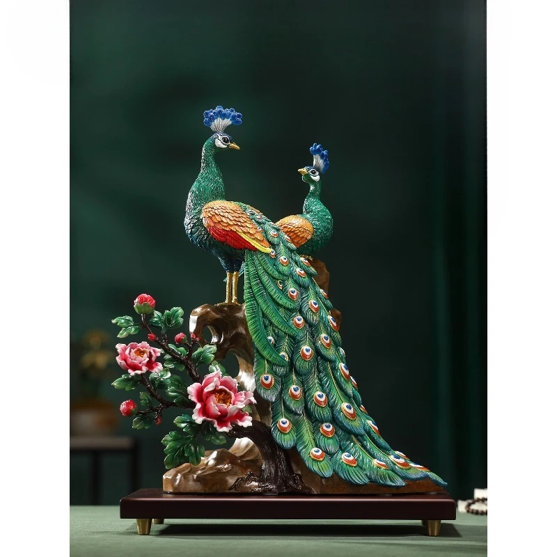Color copper rich auspicious peacock ornament home living room entrance