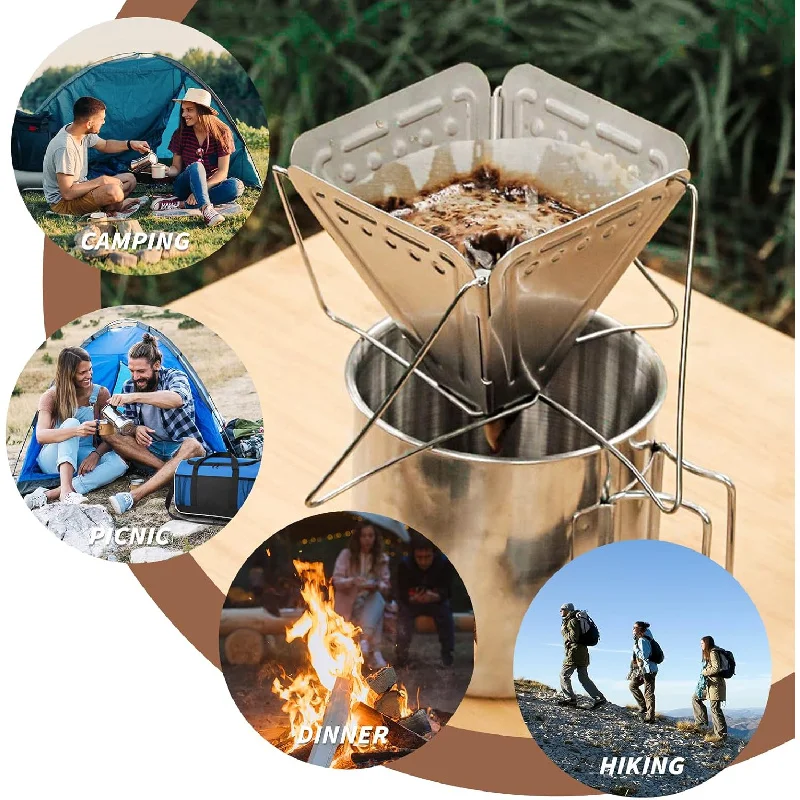

Coffee dropper, foldable stainless steel drip rack, portable cup pouring, suitable for office, home, travel, picnic, and camping