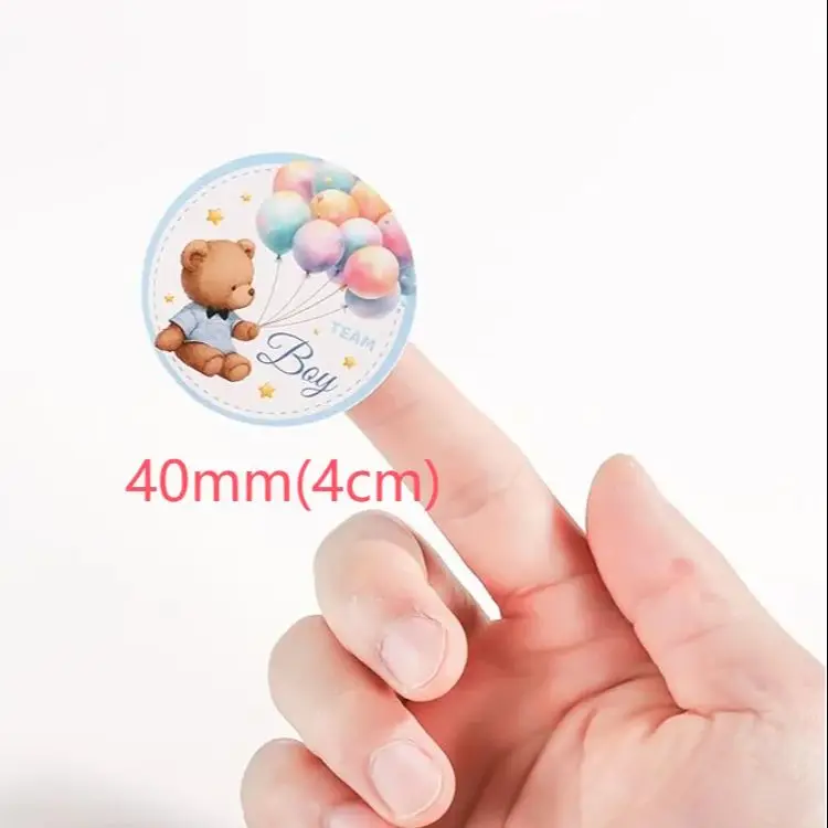 Custom Cartoon Cute Bear Stickers Welcome Boy Girl Seal Labels Personalized New Born Gender Reveal Baby Shower Decor Birthday