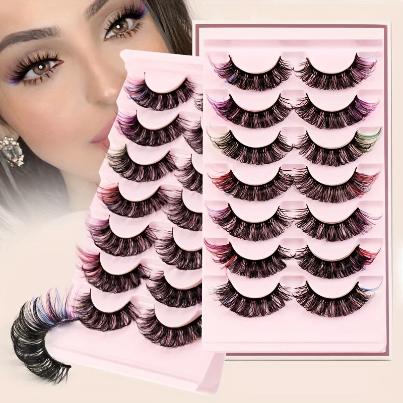 New Eye Tail Color False Eyelash 7-Pair Set Russian Curl DD Curved Curling Stage Makeup Eyelash