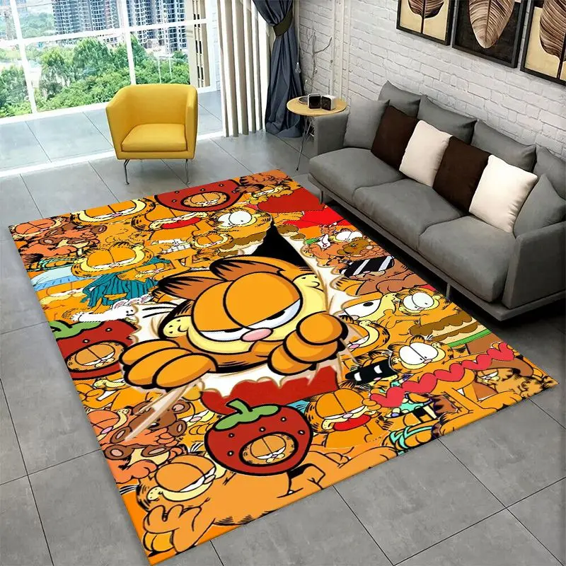 Cartoon Funny G-Garfield Cat Carpet Rug for Playroom Bedroom Living Room Sofa Home Decor,Game Area Rug Non-slip Floor Mat Fest