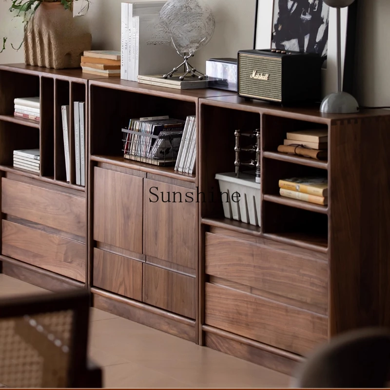 Black walnut Japanese-style low bookcase, storage, storage, dining side, sofa back