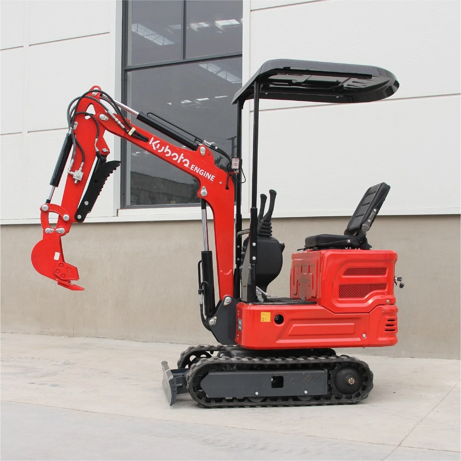 1.1Ton red Kubota Engine Mini Excavator Hydraulic Thumb Tracked Crawler Diesel free Shipping