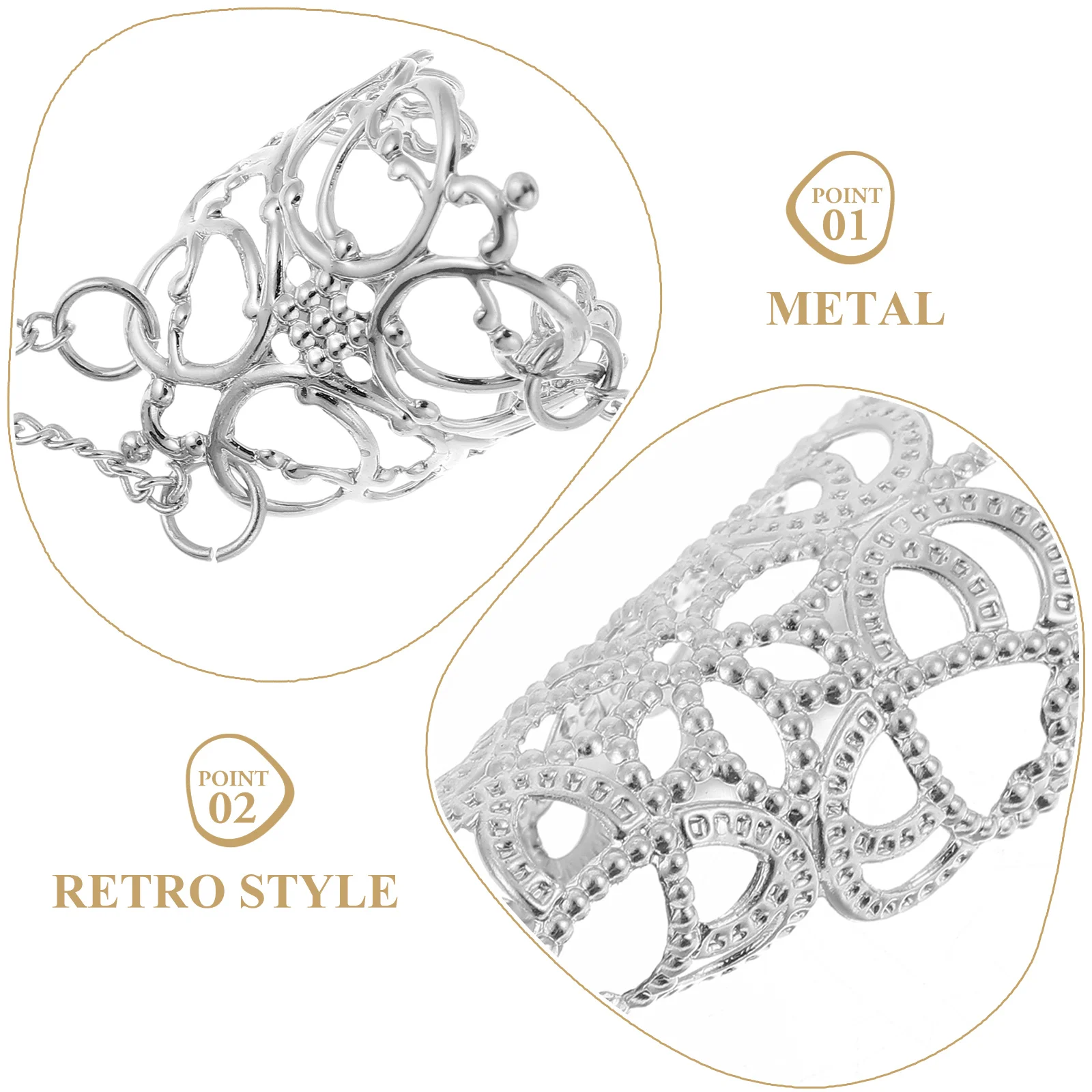 

s Pattern Crown Chain Claw Ring for Women Gun Black 0557 Retro Gothic Style Jewelry Finger Ring Durable Metal