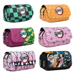 Demon Slayer 3D Anime Pen Bag Student Storage Bag Tanjirou Nezuko Zenitsu Giyuu Cartoon Pen Box Cute Boys Girls Pencil Case