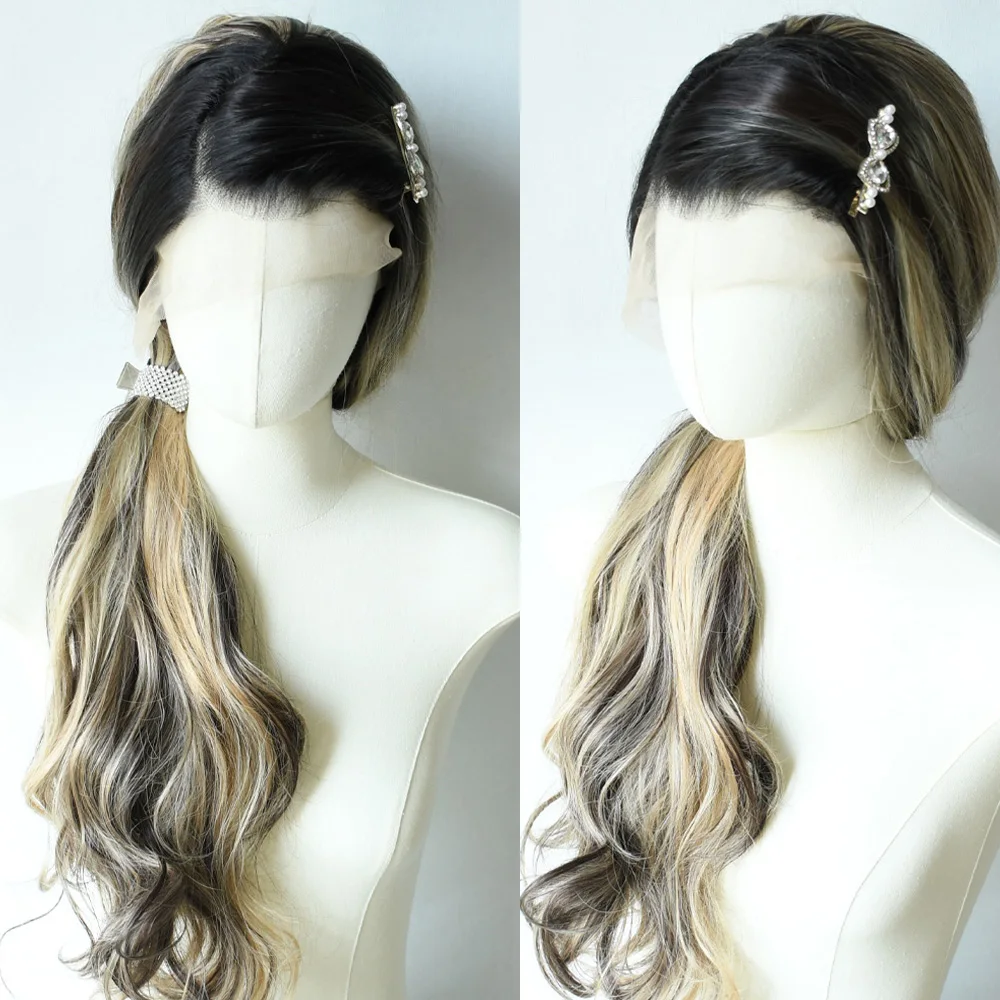 

Highlight Ombre Blonde Body Wave Lace Frontal Wigs 13X4 HD Lace Wigs Synthetic High Quality Daily Party Wear Cosplay for Wemon