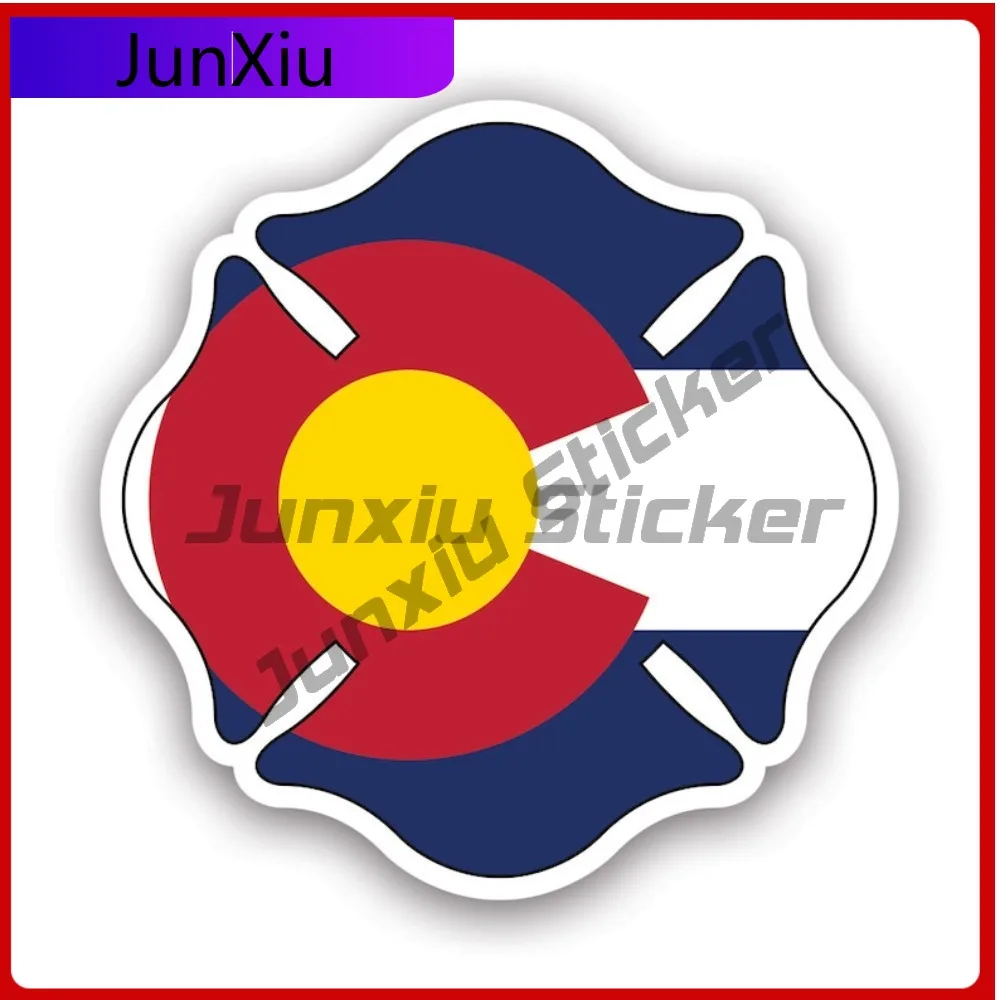 Colorado State Maltese Cross Shaped Sticker Creative Decals Uv Protected Fire Firefighter Dept First Responder Symbol Protection
