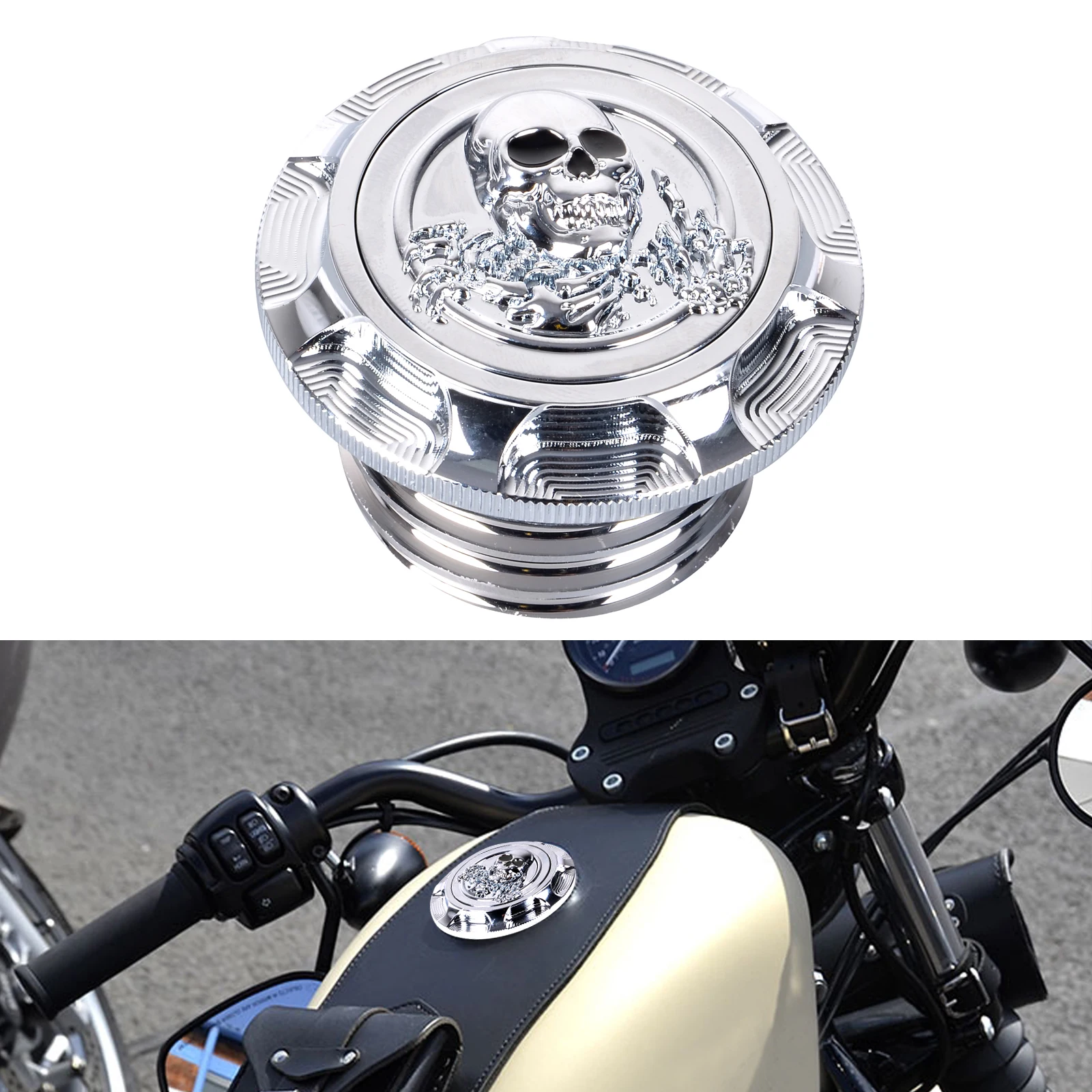 3D Motorcycle Tank Cover CNC Aluminum Fuel Gas Decorative Oil Cap for Harley Sportster XL 1200 883 X48 Dyna Touring Road King