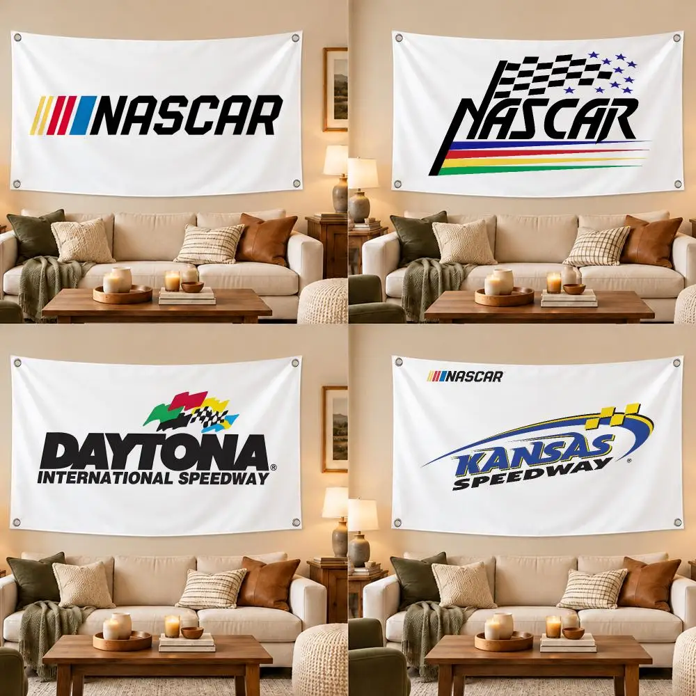 Motorsport NASCAR Flags Modern Fabric Banner Pennants Bedroom Garden Party Birthday Wall Ornament Decor