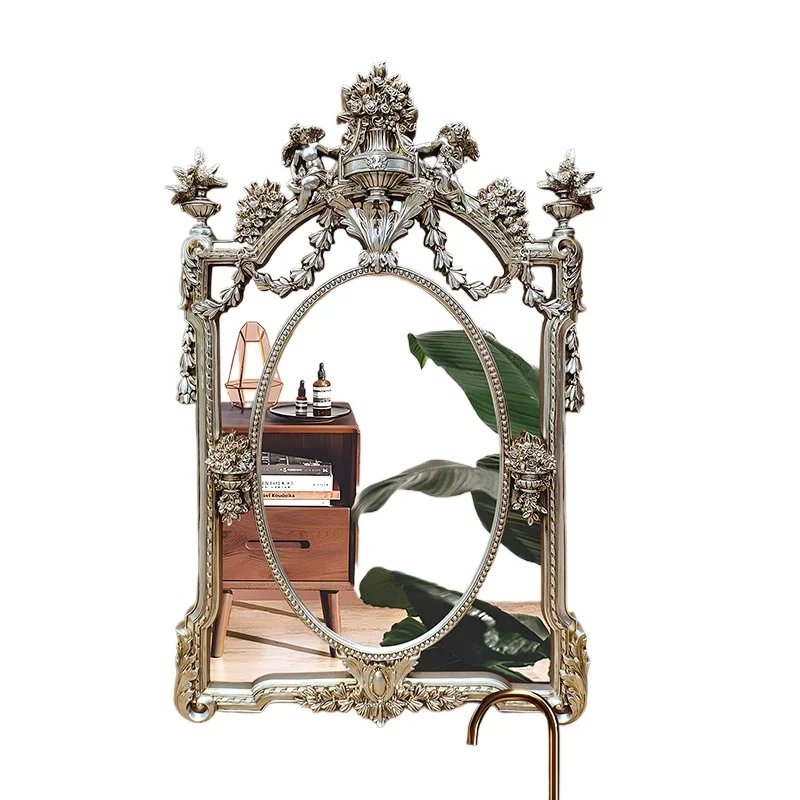 إطار صورة منحوت على الطراز الأوروبي، مرآة زخرفية مثبتة على الحائط، إطار مرآة الشرفة في الاستوديو