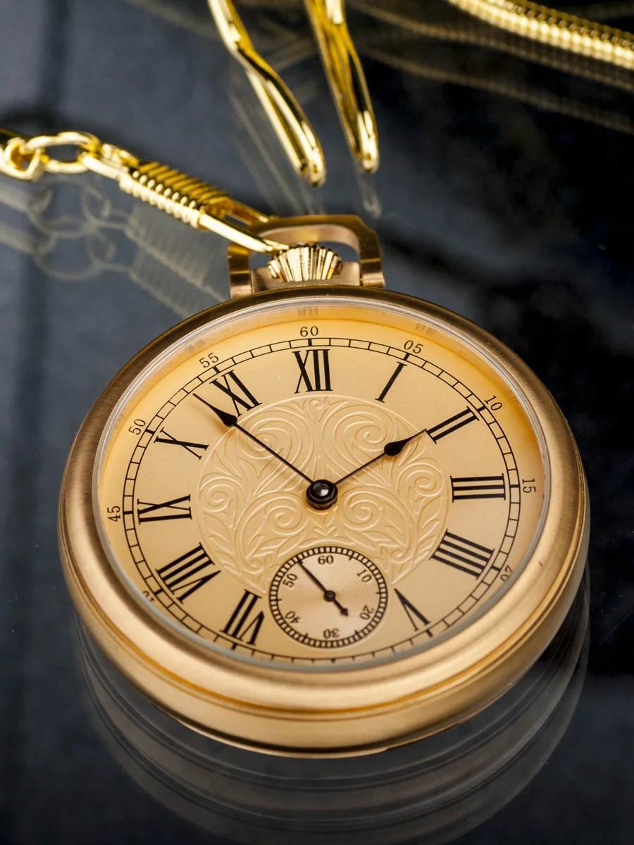 Stainless steel movement 6497 ruby bearing non-fading glass mirror pocket watch ST3600