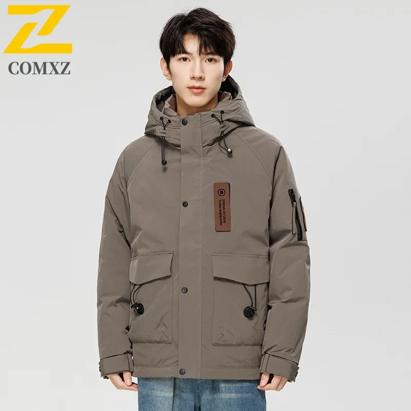 COMXZ الرجال الخبز سترة مقنعين متعددة جيب الدافئة في الهواء الطلق مغامرة ثلجي مبطن سترة تسلق مقنعين سترة الشتاء عالية الجودة #4