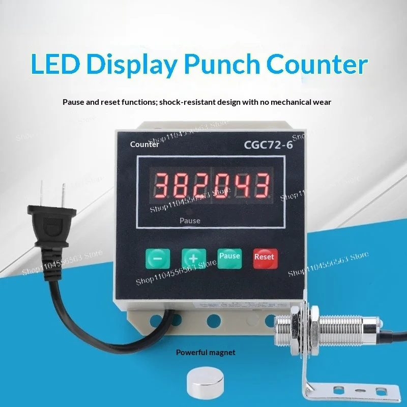 Digital Electronic Punch Press Counter CGC72-6 with Hall Switch Magnetic Induction Counting