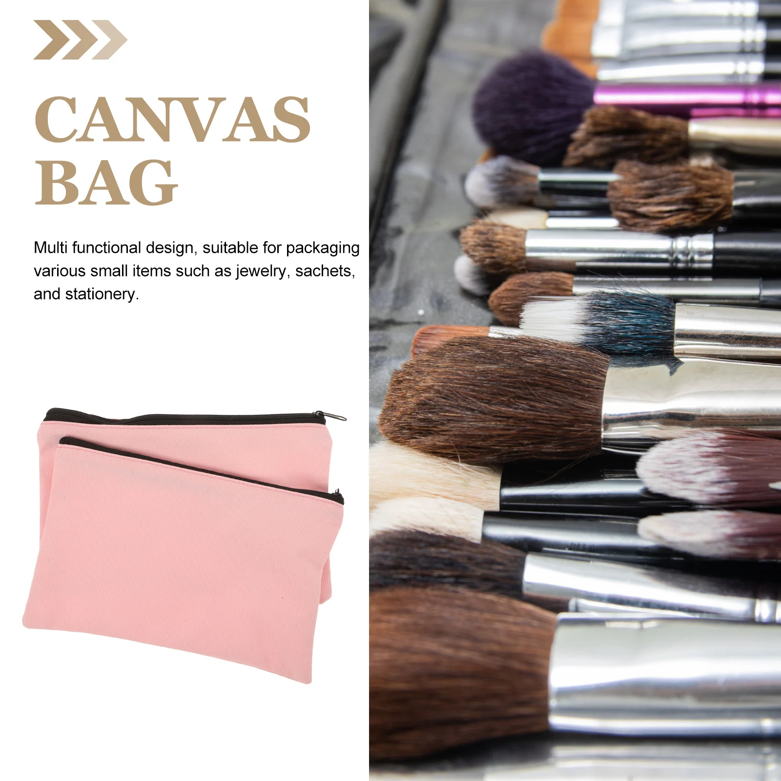 

2pcs Jewelry Packaging Bag Canvas Drawstring Small Tool Pouches Zipper Necklace Protection Earrings Bag Travel Storage