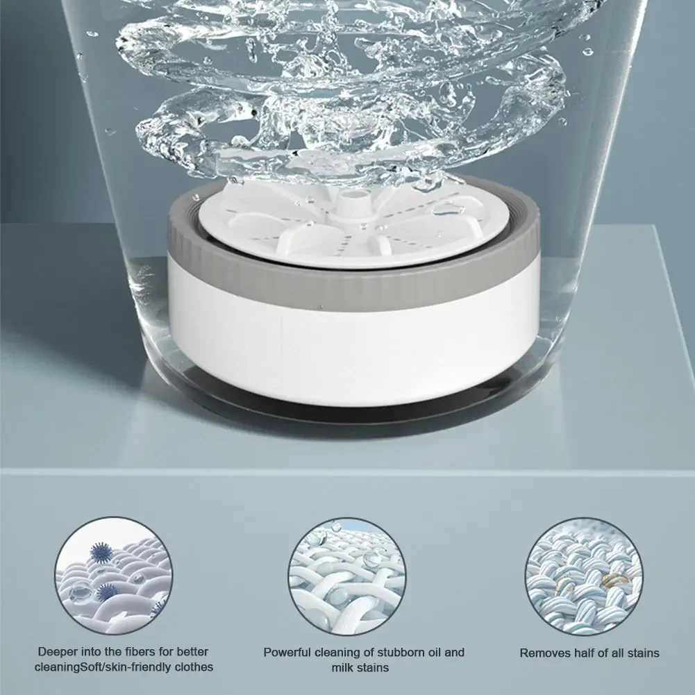 Automatic Clothes Cleaner Washer USB Rechargeable Turbine Washing Machine Space-Saving Auto-Off  Travel Trip Apartment