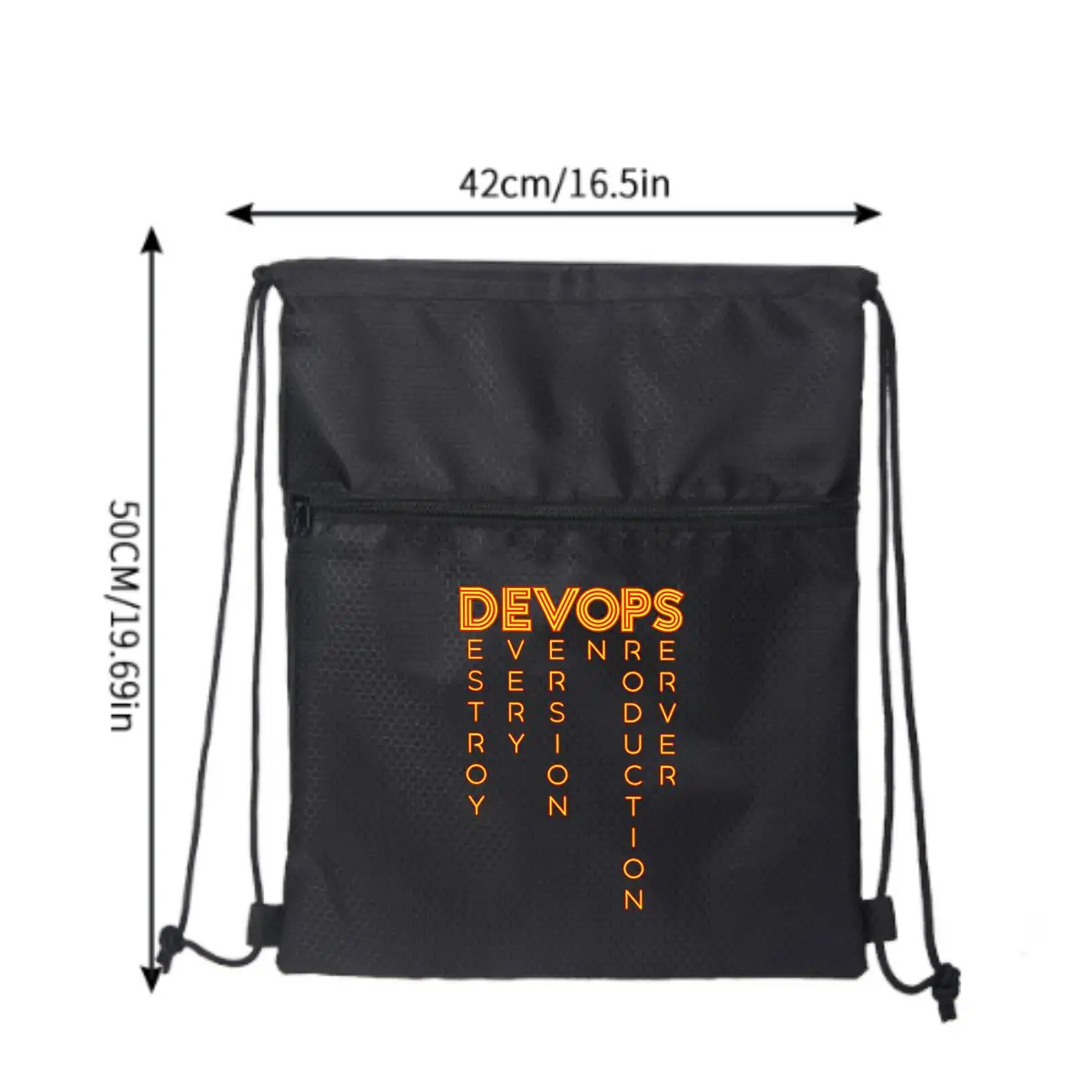 Devops Tech Concept Art Black Adjustable Outdoor Drawstring Zipper Bag