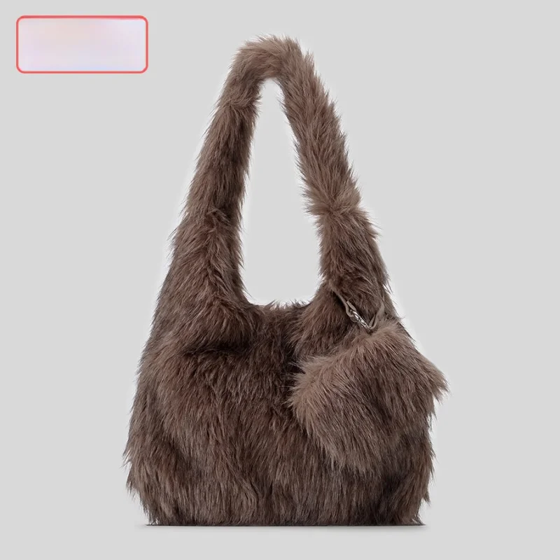 

Winter Faux Fur Women's Box Small Tote Crossbody Bags Luxury Design Soft Plush Female Handle Shoulder Bag Furry Fluffy Handbags
