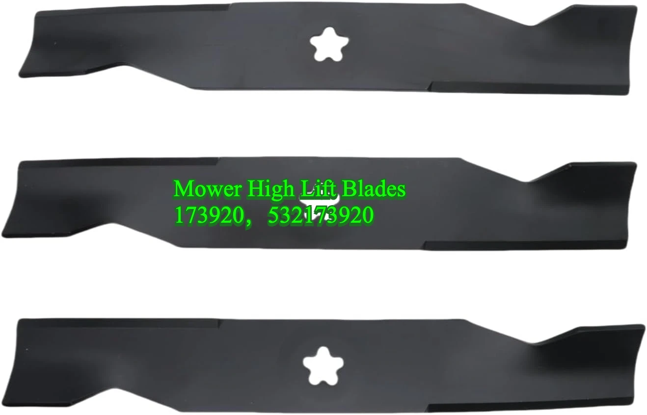 

3 Pcs Mower High Lift Blades for 48-inch Cutting Deck AYP/Husqvarna/Poulan 173920, 180054, 512258301, 532180054, 539107519
