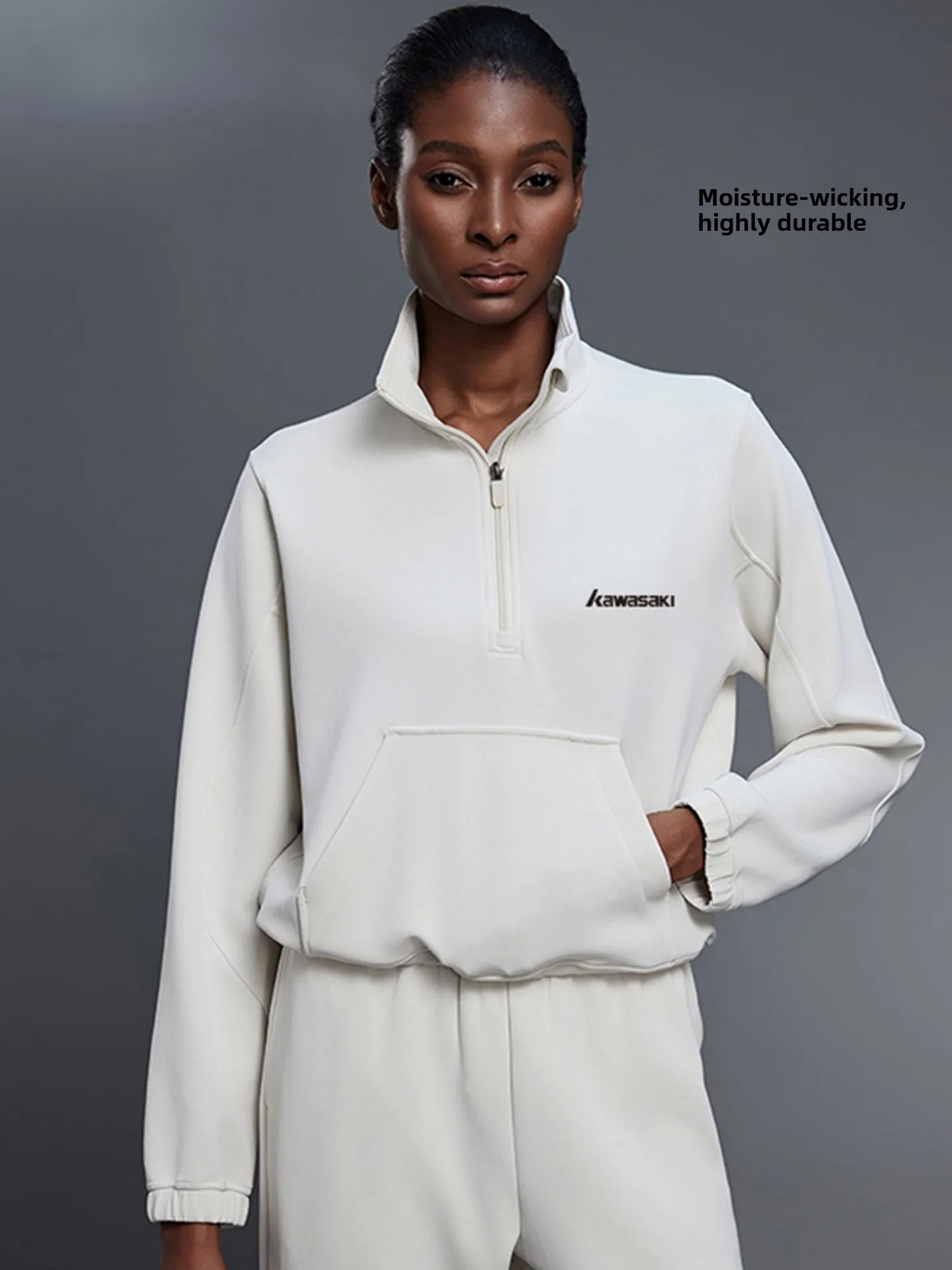 

Спортивная толстовка свободного кроя для бега и йоги с молнией, воротником-стойкой, удобная, дышащая, из хлопка, модала и спандекса