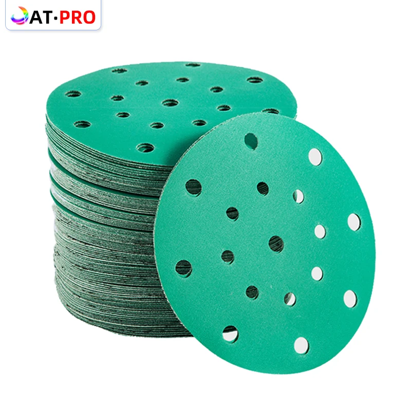 

Green 100 Sheets of 6 "17-hole Sandpaper 150mm Round Flocking 80-400 Sand Abrasive For Car Face Wood Sander For Festool Sander